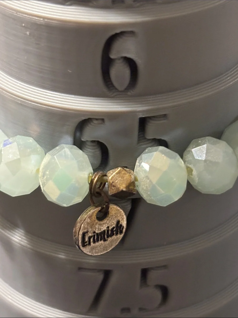 Faceted Bracelet Erimish Mint, White & Silver‎ Beaded Read